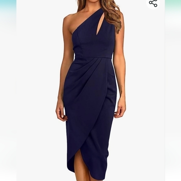 Pretty Garden Dresses & Skirts - Pretty Garden Women's 1Shoulder Ruched Bodycon Cutout Slit Wrap Dress NWTSizeS